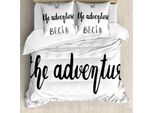 Abakuhaus Copripiumino Avventura, Weise Worte Doodle, Antiacaro, Adatto A Chi Soffre Di Allergie, Con Federe, 200 Cm X 200 Cm - 80 X 80 Cm, Bianco E Nero