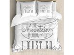 Abakuhaus Copripiumino Adventure, Nature Walk Mountains, Antiacaro, Adatto A Chi Soffre Di Allergie, Con Federe, 155 Cm X 220 Cm - 80 X 80 Cm, Grigio Bianco