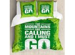 Abakuhaus Copripiumino Adventure, Testo Grungy Berge, Antiacaro, Adatto A Chi Soffre Di Allergie, Con Federe, 200 Cm X 200 Cm - 80 X 80 Cm, Verde Lime Verde Felce