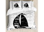 Abakuhaus Copripiumino Avventura, Small Boat Maritime, Antiacaro, Adatto A Chi Soffre Di Allergie, Con Federe, 155 Cm X 220 Cm - 80 X 80 Cm, Bianco E Nero