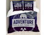 Abakuhaus Set Copripiumino Avventura Per Letti Matrimoniali, Logo Bear Mountain, Antiacaro, Adatto A Chi Soffre Di Allergie, Con Federe, Blu