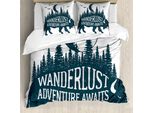 Abakuhaus Copripiumino Avventura, Buffalo Wald Mond, Antiacaro, Adatto A Chi Soffre Di Allergie, Con Federe, 155 Cm X 220 Cm - 80 X 80 Cm, Blu Petrolio Scuro E Bianco