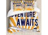 Abakuhaus Copripiumino Con Proverbio, Aereo Sun Journey, Antiacaro Adatto A Chi Soffre Di Allergie Con Federe, 155 Cm X 220 Cm - 80 X 80 Cm, Blu Navy Arancione