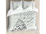 Abakuhaus Copripiumino Avventura, Montagne Uccelli Sun, Antiacaro, Adatto A Chi Soffre Di Allergie, Con Federe, 200 Cm X 200 Cm - 80 X 80 Cm, Bianco E Nero