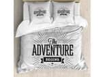 Abakuhaus Copripiumino Avventura, Parole Retrò Vintage, Antiacaro, Adatto A Chi Soffre Di Allergie, Con Federe, 155 Cm X 220 Cm - 80 X 80 Cm, Bianco E Nero