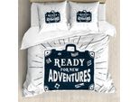 Abakuhaus Copripiumino Avventura, Pronto Per Il Viaggio, Antiacaro, Adatto A Chi Soffre Di Allergie, Con Federe, 155 Cm X 220 Cm - 80 X 80 Cm, Indaco
