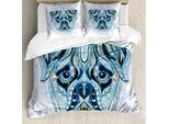 Abakuhaus Copripiumino Mops, Motivo Cani, Antiacaro, Adatto A Chi Soffre Di Allergie, Con Federe, 155 Cm X 220 Cm - 80 X 80 Cm, Blu Azzurro