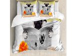 Abakuhaus Copripiumino Mops, Mops Lesen News Daily Dog, Antiacaro, Adatto A Chi Soffre Di Allergie, Con Federe, 155 Cm X 220 Cm - 80 X 80 Cm, Marrone Chiaro Giallo Arancione