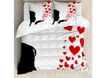 Abakuhaus Copripiumino Kuss, Silhouette Di Ragazza, Antiacaro, Adatto A Chi Soffre Di Allergie, Con Federe, 155 Cm X 220 Cm - 80 X 80 Cm, Nero Bianco Rosso