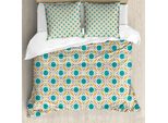 Abakuhaus Set Copripiumino Teal Per Letti Matrimoniali, Design Orientale, Antiacaro, Adatto A Chi Soffre Di Allergie, Con Federe, Senape Teal Grigio