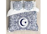 Abakuhaus Copripiumino Mond, Forma Circolare, Antiacaro, Adatto A Chi Soffre Di Allergie, Con Federe, 155 Cm X 220 Cm - 80 X 80 Cm, Blu Scuro, Bianco, Verde Acqua