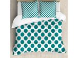 Abakuhaus Copripiumino Teal, Design Vibrante, Antiacaro, Adatto A Chi Soffre Di Allergie, Con Federe, 200 Cm X 200 Cm - 80 X 80 Cm, Teal Bianco