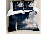 Abakuhaus Copripiumino Mond, Vecchio Faro Sul Mare, Antiacaro, Adatto A Chi Soffre Di Allergie, Con Federe, 155 Cm X 220 Cm - 80 X 80 Cm, Blu Scuro Bianco Avorio