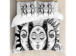 Abakuhaus Copripiumino Luna, Sole E Luna Monocromatici, Antiacaro, Adatto A Chi Soffre Di Allergie, Con Federe, 200 Cm X 200 Cm - 80 X 80 Cm, Bianco E Nero