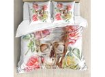 Abakuhaus Rose Copripiumino, Delicato Fiore Teschio, Antiacaro Adatto A Chi Soffre Di Allergie Con Federe, 155 Cm X 220 Cm - 80 X 80 Cm, Multicolore