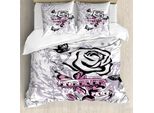 Abakuhaus Copripiumino Rosa, Motivo Farfalle Amore, Antiacaro, Adatto A Chi Soffre Di Allergie, Con Federe, 200 Cm X 200 Cm - 80 X 80 Cm, Rosa Malva Chiaro