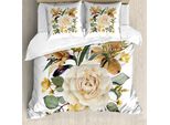 Abakuhaus Copripiumino Rose, Bouquet Da Sposa Romantico, Antiacaro, Adatto A Chi Soffre Di Allergie, Con Federe, 200 Cm X 200 Cm - 80 X 80 Cm, Arancione Pallido, Crema, Verde