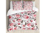 Abakuhaus Rose Copripiumino, Classico Acquerello Floreale, Antiacaro, Adatto A Chi Soffre Di Allergie, Con Federe, 155 Cm X 220 Cm - 80 X 80 Cm, Coral Taupe