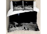 Abakuhaus Copripiumino Mond, Terra Vista Dalla Luna, Antiacaro, Adatto A Chi Soffre Di Allergie, Con Federe, 155 Cm X 220 Cm - 80 X 80 Cm, Grigio Scuro