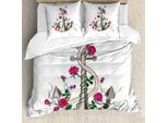 Abakuhaus Copripiumino Rose, Romantico Motivo Marittimo, Antiacaro, Adatto A Chi Soffre Di Allergie, Con Federe, 200 Cm X 200 Cm - 80 X 80 Cm, Rosa Shocking, Verde, Tortora