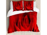 Abakuhaus Copripiumino Rose, Bellezza Naturale Red Blossom, Antiacaro Adatto A Chi Soffre Di Allergie Con Federe, 155 Cm X 220 Cm - 80 X 80 Cm, Cinabro