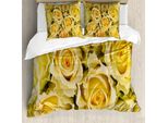 Abakuhaus Copripiumino Rose, Fiori Gialli, Antiacaro, Adatto A Chi Soffre Di Allergie, Con Federe, 155 Cm X 220 Cm - 80 X 80 Cm, Giallo Verde Chiaro