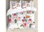 Abakuhaus Copripiumino Rose, Bouquet Di Rose Selvatiche Inglesi, Antiacaro, Adatto A Chi Soffre Di Allergie, Con Federe, 200 Cm X 200 Cm - 80 X 80 Cm, Multicolore
