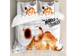 Abakuhaus Copripiumino Coffee Art, Wild Animal Spillata D'arte, Antiacaro, Adatto A Chi Soffre Di Allergie, Con Federe, 200 Cm X 200 Cm - 80 X 80 Cm, Burnt Sienna Bianco E Nero