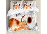 Abakuhaus Copripiumino Coffee Art, Be Brave Wilder LöWe, Antiacaro, Adatto A Chi Soffre Di Allergie, Con Federe, 155 Cm X 220 Cm - 80 X 80 Cm, Burnt Sienna Black White
