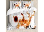 Abakuhaus Copripiumino Coffee Art, Corna Di Cervo Naturali, Antiacaro, Adatto A Chi Soffre Di Allergie, Con Federe, 155 Cm X 220 Cm - 80 X 80 Cm, Burnt Sienna Black White