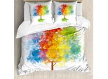 Abakuhaus Copripiumino Arcobaleno, Albero Astratto Natura, Antiacaro, Adatto A Chi Soffre Di Allergie, Con Federe, 200 Cm X 200 Cm - 80 X 80 Cm, Multicolore