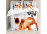 Abakuhaus Copripiumino Coffee Art, Be Wiser Concept, Antiacaro, Adatto A Chi Soffre Di Allergie, Con Federe, 155 Cm X 220 Cm - 80 X 80 Cm, Burnt Sienna Black White