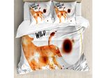 Abakuhaus Copripiumino Coffee Art, Lupo Ululante, Antiacaro, Adatto A Chi Soffre Di Allergie, Con Federe, 155 Cm X 220 Cm - 80 X 80 Cm, Burnt Sienna Black White
