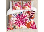 Abakuhaus Copripiumino Con Motivo Floreale, Composizione Floreale Vivace, Antiacaro, Adatto A Chi Soffre Di Allergie, Con Federe, 155 Cm X 220 Cm - 80 X 80 Cm, Multicolore