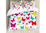 Abakuhaus Copripiumino Butterfly, Butterfly Heart Love, Antiacaro, Adatto A Chi Soffre Di Allergie, Con Federe, 155 Cm X 220 Cm - 80 X 80 Cm, Multicolore