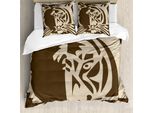 Abakuhaus Copripiumino Tiger, Big Jungle Predator, Antiacaro, Adatto A Chi Soffre Di Allergie, Con Federe, 200 Cm X 200 Cm - 80 X 80 Cm, Marrone Chiaro