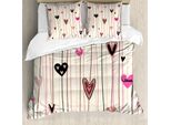 Abakuhaus Copripiumino San Valentino, Tema Cuori Love, Antiacaro, Adatto A Chi Soffre Di Allergie, Con Federe, 155 Cm X 220 Cm - 80 X 80 Cm, Nero Rosa Corallo