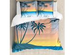 Abakuhaus Set Copripiumino Per Letto Matrimoniale, Isola Tropicale Esotica, Antiacaro, Adatto A Chi Soffre Di Allergie, Con Federe, Multicolore