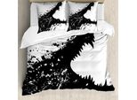 Abakuhaus Copripiumino Safari, Monochrome Crocodile, Antiacaro, Adatto A Chi Soffre Di Allergie, Con Federe, 200 Cm X 200 Cm - 80 X 80 Cm, Bianco E Nero