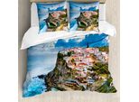 Abakuhaus Copripiumino Mediterraneo, Città Portoghese, Antiacaro, Adatto A Chi Soffre Di Allergie, Con Federe, 155 Cm X 220 Cm - 80 X 80 Cm, Multicolore