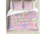Abakuhaus Copripiumino Pastello, Pois Geometrici, Antiacaro, Adatto A Chi Soffre Di Allergie, Con Federe, 155 Cm X 220 Cm - 80 X 80 Cm, Rosa Pallido E Verde