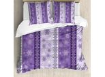 Abakuhaus Copripiumino Etnico, Natale Neve Noel, Antiacaro, Adatto A Chi Soffre Di Allergie, Con Federe, 200 Cm X 200 Cm - 80 X 80 Cm, Lavanda Viola Bianco