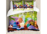 Abakuhaus Copripiumino Spa, Pietre Con Candele Yoga, Antiacaro, Adatto A Chi Soffre Di Allergie, Con Federe, 200 Cm X 200 Cm - 80 X 80 Cm, Multicolore