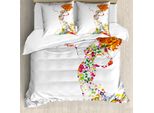 Abakuhaus Copripiumino Con Fiori, Silhouette Femminile Estiva, Antiacaro, Adatto A Chi Soffre Di Allergie, Con Federe, 155 Cm X 220 Cm - 80 X 80 Cm, Multicolore
