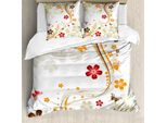 Abakuhaus Copripiumino Con Fiori, Rose Vorticose Botaniche, Antiacaro, Adatto A Chi Soffre Di Allergie, Con Federe, 155 Cm X 220 Cm - 80 X 80 Cm, Multicolore