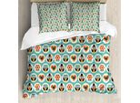 Abakuhaus Copripiumino Gufo, Rivestito Gufi Maschio Femmina, Antiacaro Adatto A Chi Soffre Di Allergie Con Federe, 200 Cm X 200 Cm - 80 X 80 Cm, Multicolore