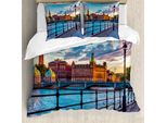 Abakuhaus Copripiumino Con Vista Della Città, Centro Storico Scandinavo, Antiacaro, Adatto A Chi Soffre Di Allergie, Con Federe, 200 Cm X 200 Cm - 80 X 80 Cm, Multicolore