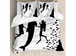 Abakuhaus Copripiumino Delfino, Scuba Divers Nuoto, Antiacaro Adatto A Chi Soffre Di Allergie Con Federe, 200 Cm X 200 Cm - 80 X 80 Cm, Bianco E Nero