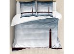 Abakuhaus Copripiumino Leuchtturm, Tema Marine Life, Antiacaro E Anallergico, Con Federe, 200 Cm X 200 Cm - 80 X 80 Cm, Blu Grigio Cioccolato