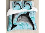 Abakuhaus Set Copripiumino Delfino Per Letti Matrimoniali, Tema Nautico, Antiacaro, Adatto A Chi Soffre Di Allergie, Con Federe, Multicolore